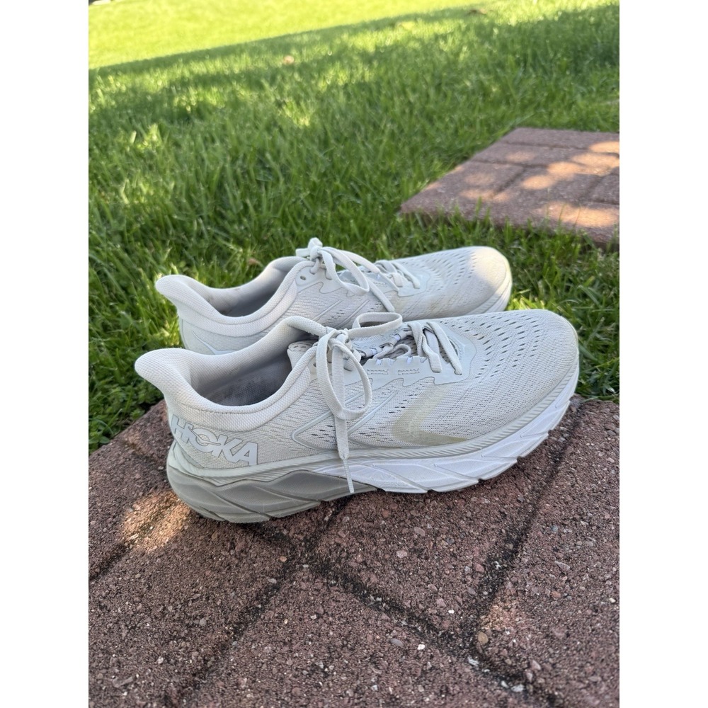 Hoka One One Arahi 5 Running Shoes Sneakers Women's Size 8 White Gray Athletic - Picture 3 of 16
